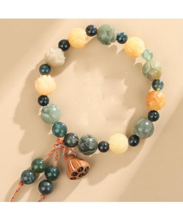 Oralgo Lotuses Bodhi Hand Chain | Unique Flower Pen Jewelry for Happiness & Wealth | Adjustable Ethnic Agate Style Bracelet - Buy Online on GoSupps.com