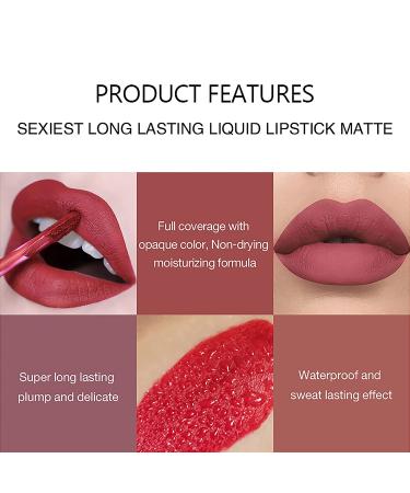 6Pcs Matte Lipstick Set - Long Lasting, Waterproof Velvety Liquid Lip Gloss - Non-Stick Matte Finish - Makeup Set - Buy Online on GoSupps.com