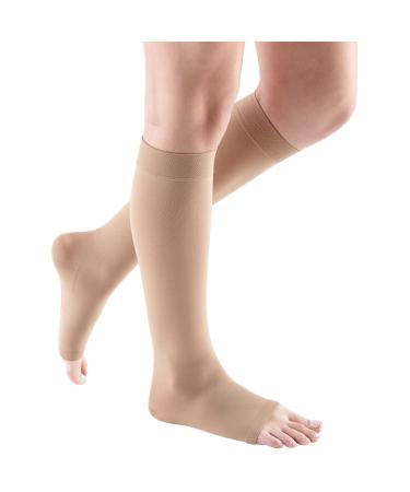 mediven Comfort for Women 15-20 mmHg Open Toe Knee High Compression Stockings Semi-Transparent Hosiery III-Standard Natural III-Standard Natural
