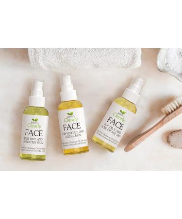 Clearly FACE Natural Oil Cleanser & Makeup Remover | Anti-Aging Cleansing Oil with Rosehip & Avocado | Vegan & Water-Free | Ideal for Mature Skin - Buy Online on GoSupps.com