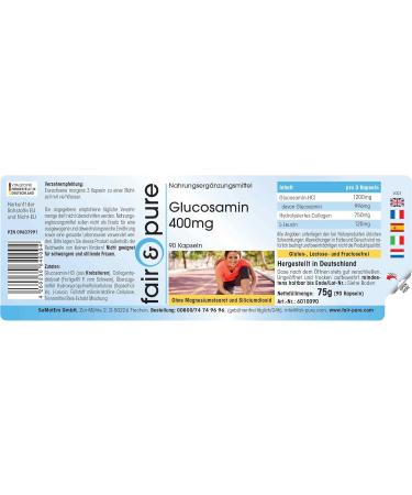 Fair & Pure - Glucosamine 400mg and Collagen 250mg - 90 capsules of Glucosamine - Buy Online on GoSupps.com