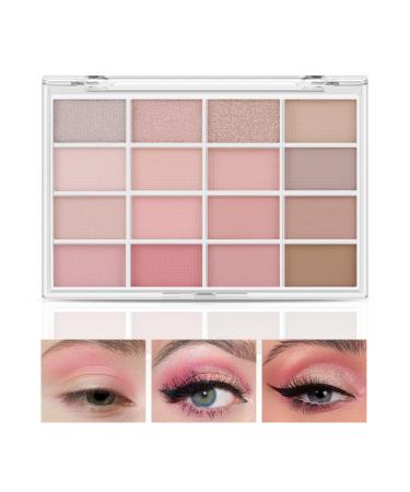 Neutral Pink Eyeshadow Palette Brown Powder Eye Shadow Makeup Matte Shimmer Shades Create Natural Eye Look 16 Shades 04# 0.35 Ounce (Pack of 1)