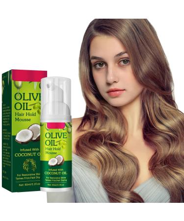 Hair Styling Curling Mousse Olive Oil Styling Mousse Frizz Control Curly Hair Mousse Multi-Purpose Hair Fluffy And Curling Tool for Hydration Nourishing 60ML (1)