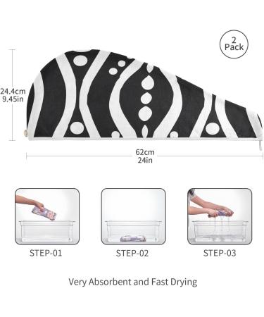 Super Absorbent Pattern Hair Towel 2 Pack - Quick Dry Hair Turbans with Button Wrap for Women & Girls - Ideal for All Hair Types - Buy Online on GoSupps.com