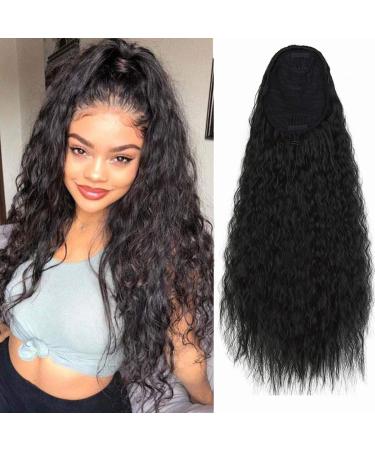55.9 cm curled ponytail extension with a cord long corrugated ponytail extension hair part for women 22 "-drawstring black