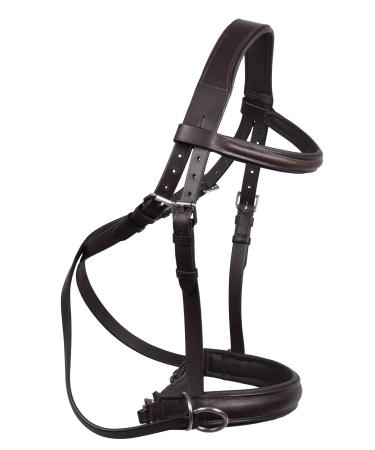 Wonder Care Genuine English Leather Crossover | Crossunder Bitless Horse Bridle Headstall with Reins Tan Medium