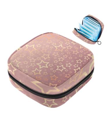 Muooum menstrual artery bag zip women's flip bag tampons collect bags for women girls (golden stars glossy pattern) color 10