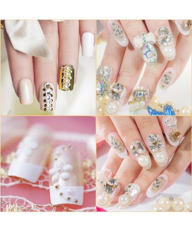 Yuxianlb Nail Art Charms - 2 Boxes of Flat Back Pearls Gold & Silver Nail Stones Perfect for Nail Designs - Buy Online on GoSupps.com