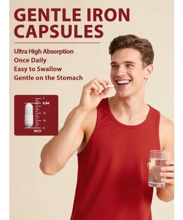 Iron Supplement for Women & Men, 65mg Ferrous Bisglycinate Chelate, Slow Release Iron with Vitamins A C E B6, B12, Folate, Organic Spinach & Beet Root Powder, for Blood Flow & Energy Support, 60 Caps 60 Count (Pack of 1) - Buy Online on GoSupps.com
