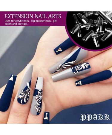 PPAKK 100pcs Long Coffin Fake Nail Tips - Clear Full Cover Acrylic Ballerina Nails | Nail Salon/DIY Nail Art - 10 Sizes - Buy Online on GoSupps.com