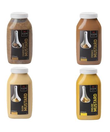 Lion Mustard Pick N Mix - Choose From 3+ Flavors |Coarsegrain Dijon English French | Pack of 4 X 2270ml