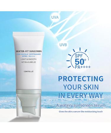 2Pcs Centella Sunscreen SPF 50 Lightweight Hyaluronic Acid Centella Asiatica Moisturizing Sunscreen Face Sun Screen Long-Lasting Protection Centella Madagascar Moisture Cream(1.69 fl.oz 50ml)*2 - Buy Online on GoSupps.com