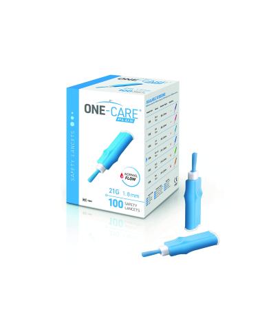 MediVena ONE-CARE Plus Safety Lancets  Contact-Activated  21G x 1.8mm  100/bx  Sterile  Single-Use  Easy Fingerstick for Comfortable Blood Sampling