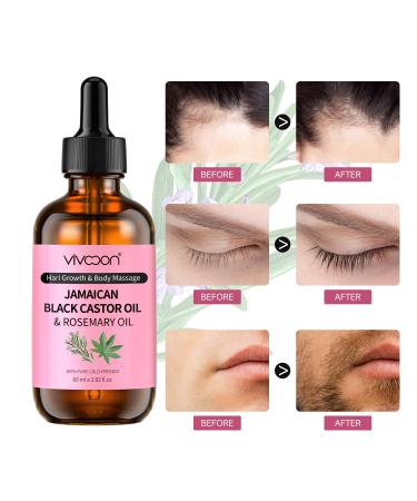 Jamaican Organic Black Castor Oil with Rosemary - Cold Pressed for Hair Eyelashes & Eyebrows Growth | 100% Natural & Pure Kit A - Buy Online on GoSupps.com