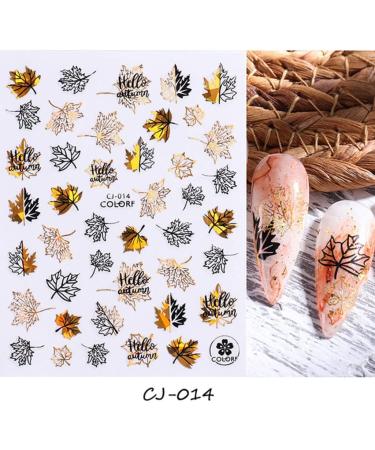 Maple Leaf Nail Stickers Autumn Nails Stickers Decals Transfer Stickers Gold Black 3D Nail Sticker - Buy Online on GoSupps.com