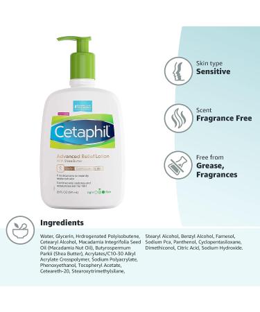 Cetaphil Relief Lotion with Shea Butter 20oz - Hydrating Body Moisturizer - Buy Online on GoSupps.com