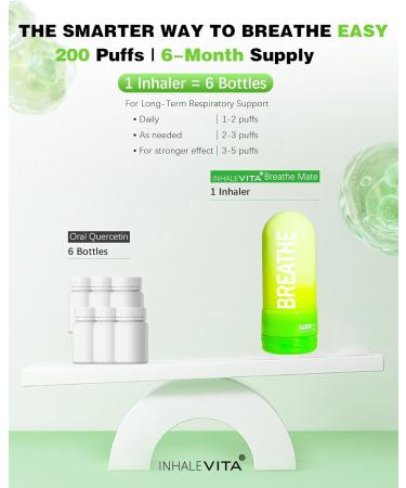 INHALEVITA Quercetin Inhaler for Deeper Breathing Comfort | 6-Month Supply with Targeted Lung Delivery |Bypasses The Gut, Non-Irritating Formula | Plant-Based Extract - Buy Online on GoSupps.com