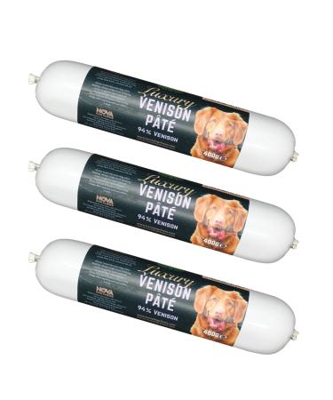 Paddock Farm - Dog Food Venison Pate Tube Pack Of 3x 400g. Single Protein Wet Dog Food Pate For Dogs With Natural Ingredients & High Meat Content. Treat Pet Food For Adult Dogs