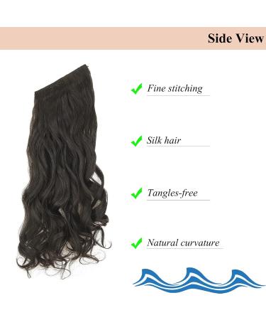 Cybelleza 18inch Long Curly Hair Extension Invisible Secret Wire Crown Hair Extensions Clip in One Piece Wavy Natural Synthetic Hairpiece for Women (Dark Brown) 18" - Curly Dark Brown - Buy Online on GoSupps.com