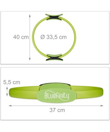 Bluefinity Pilates Ring - Green Resistance Fitness Ring 37cm with Exercises & Padded Double Handles - Ideal for Yoga & Strength Training - Buy Online on GoSupps.com