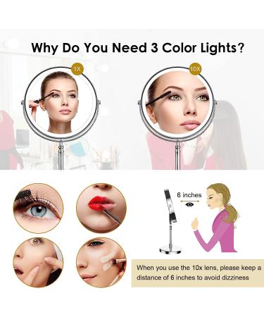 Rechargeable Lighted Makeup Mirror with 8x Magnification - 360 Rotation, Touch Screen, 3 Colors, Adjustable Brightness - Double Sided Vanity Mirror for Cosmetic Applications - Buy Online on GoSupps.com
