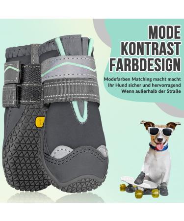 Slowton Waterproof Dog Shoes - Non-Slip Boots for Small/Medium Dogs - Reflective Velcro Fastener - Winter Paw Protection - Gray Size 2 (4 Pieces) - Buy Online on GoSupps.com