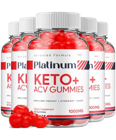 (5 Pack) Platinum Keto ACV Gummies - Advanced Formula Platinum Keto Plus ACV Gummies Apple Cider Vinegar Platinum ACV Gummies Dietary Supplement Reviews Men Women (300 Gummies)