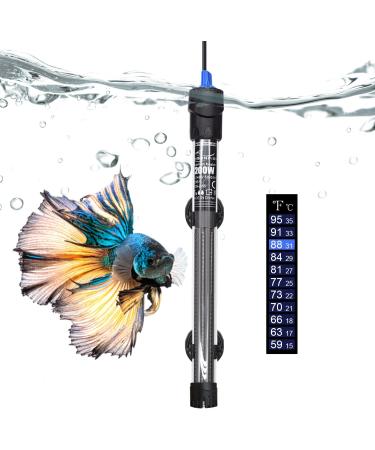 WELOMELO Submersible Fish Tank Heating Rod - Temperature Adjustable Thermostatic Rod (100W/200W/300W/500W) | 2 Suction Cups - Buy Online on GoSupps.com
