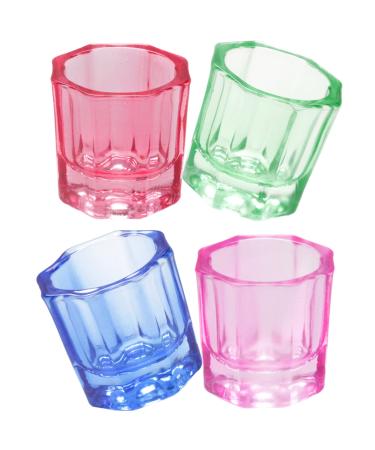 Drehdy 4 Pack Dappen Dish Cups for Nail Art Acrylic Liquid Acrylic Powder Holder Acrylic Glass Jar Dampen Dish Liquid Cup for Nail Art Manicure Care Tools(4 color)