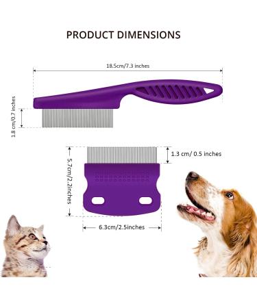 2-Pack Flea & Tear Stain Remover Comb for Dogs & Cats | Safe Stainless Steel Pet Care Tool | Removes Lice Knots & Dirt (Purple) - Buy Online on GoSupps.com
