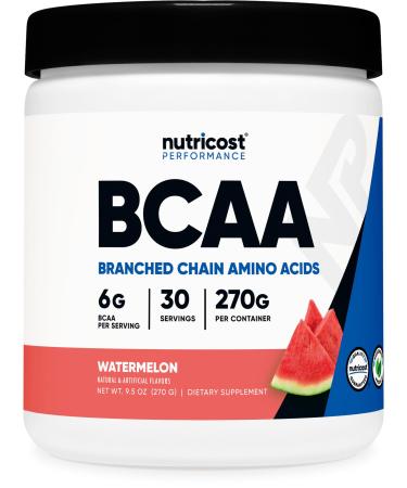 Nutricost BCAA Powder (Watermelon 30 Servings) - Optimal 2:1:1 Ratio