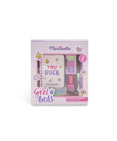 AQUARIUS Martinelia Super Girl Notebook & Beauty Set Girls Gift Set with Notebook Nail Polish and Powder Box Perfect for Young Girls