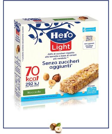 Italian Gourmet E.R. Hero Light Pack of 6 cereal bars palm oil free preservative-free colour-free no added sugar 120g