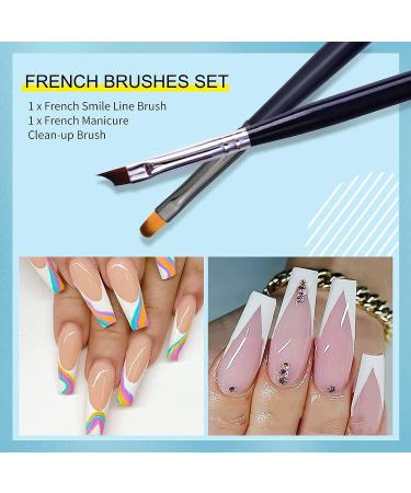 Oblique French Tip Nail Art Brush Set | Manicure Clean-Up & Design Pen | UV Gel & Acrylic Painting | Fine Hair | Black Handle - NB113 - Buy Online on GoSupps.com
