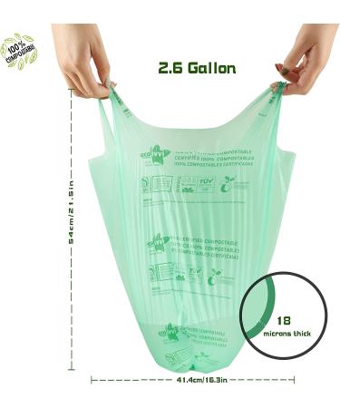 Ecoivvi Small Compost Bags 2.6-3 Gallon 80 Ct, Extra Thick 0.71 Mil, ASTM D6400 Certified - Handle Tie, US BPI & Europe OK Compost Home Certified - Buy Online on GoSupps.com