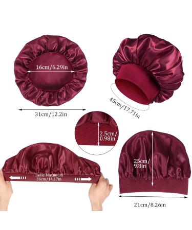 Paefiu 4-Piece Silk Sleeping Hood Set for Women & Girls Breathable Hair Bonnets in Black Red Cyan & Coffee - Buy Online on GoSupps.com