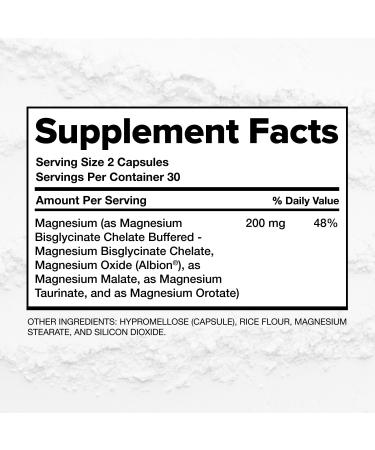 COMPLEMENT Magnesium- 4 Bioavailable Forms for Relaxation Sleep Muscle Recovery Stress & Mood Support- Magnesium Malate Taurate Bisglycinate & Orotate- Gentle on stomach- 200mg 60 Vegan Capsules - Buy Online on GoSupps.com