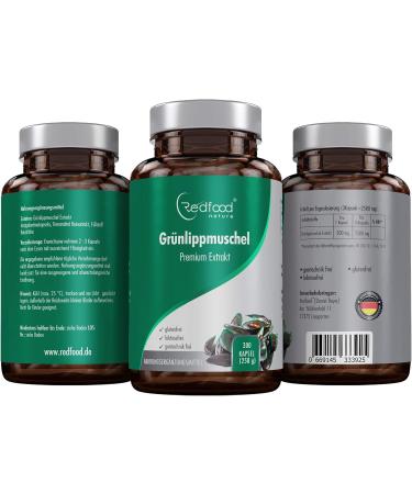 Buy Green Lip Shell Premium Capsules 1500mg - High Dose XXL Can (300 Capsules) | 5-3 Month Supply Magnesium Stearate-Free Made in Germany - Redfood - Buy Online on GoSupps.com