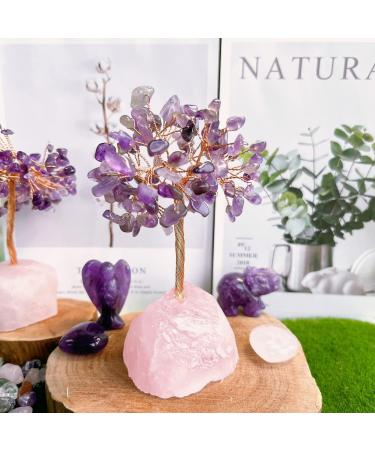 Xiannvxi Crystals Tree of Life Decoration | Amethyst & Rose Quartz Feng Shui Bonsai | Natural Gemstone Happiness Reiki - Buy Online on GoSupps.com
