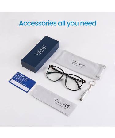 GUDVUE Oversized Blue Light Glasses Computer Reading/Gaming/Phones Glasses Anti Glare/UV400/Eye Strain Large Square Frame Black - Buy Online on GoSupps.com