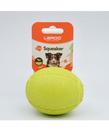 Laroo Dog Toys - Durable Natural Rubber Squeaker Dog Balls for Small & Large Dogs | 6.5cm x 8cm Green Football - Buy Online on GoSupps.com