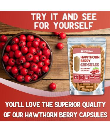 XPRS Nutra Hawthorn Berry Capsules - 180 Count (90 Day Supply) of Premium USDA Hawthorne Berry Capsules for Cardiovascular Support - Vegan Friendly Hearth Health Supplement - Buy Online on GoSupps.com