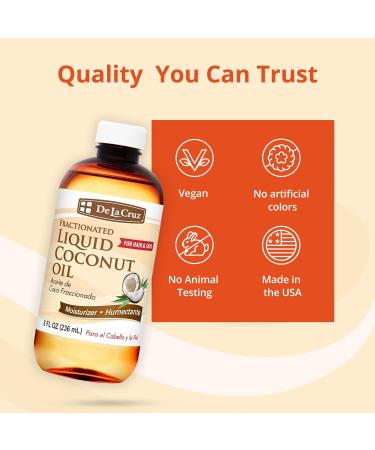 De La Cruz Fractionated Liquid Coconut Oil - Liquid Coconut Oil for Skin and Hair - Natural Moisturizer for Skin and Hair - 8 FL OZ 8 Fl Oz (Pack of 1) - Buy Online on GoSupps.com