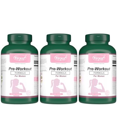 VORST Pre Workout Formula for Women 3 x 180 Vegan Capsules | Nitric Oxide Supplement | Powder Pills | 3 Bottles 540 count (Pack of 1)