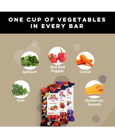 Good Thinking Foods Fruit & Veggie Bars - Variety Pack | Mediterranean Diet Snack Vegan Organic Fruit Real Vegetables High Fiber (12g) Healthy Fats Antioxidants No Added Sugar Great Tasting - Buy Online on GoSupps.com