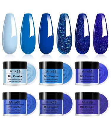 6 Colors Dip Powder Set - Royal Blue Glitter Nail Art for DIY Manicure | Glossy Finish - Perfect Gift for Ladies - Buy Online on GoSupps.com