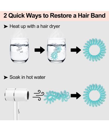 JessLab Spiral Hair Ties 20 Pcs - No Crease Ponytail Holders & Bracelets for Girls and Women - Steel Beaded - Traceless Phone Cord Design - Buy Online on GoSupps.com