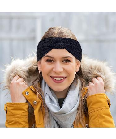 Chalier Cable Crochet Turban Ear Warmer Headband Set for Women - 4 Pack, Winter Headbands, Gift, B-Black - Buy Online on GoSupps.com