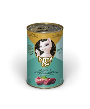 Kitty Cat Pat Lamm & Wingleber 6 x 400 g wet food for cats grain -free cat food with taurine salmon oil and green lip mussel single feed with high meat content made in Germany lamb & wing liver 400 g (6 Pack)