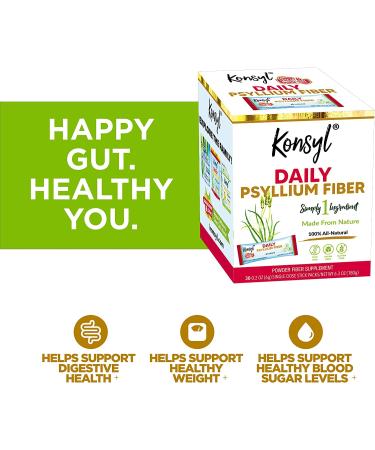 Konsyl Daily Psyllium Fiber Stick Packs - On-The-Go Fiber Supplement - 30 Packets - Gluten-Free, Sugar-Free, Vegan & Keto Friendly - Buy Online on GoSupps.com